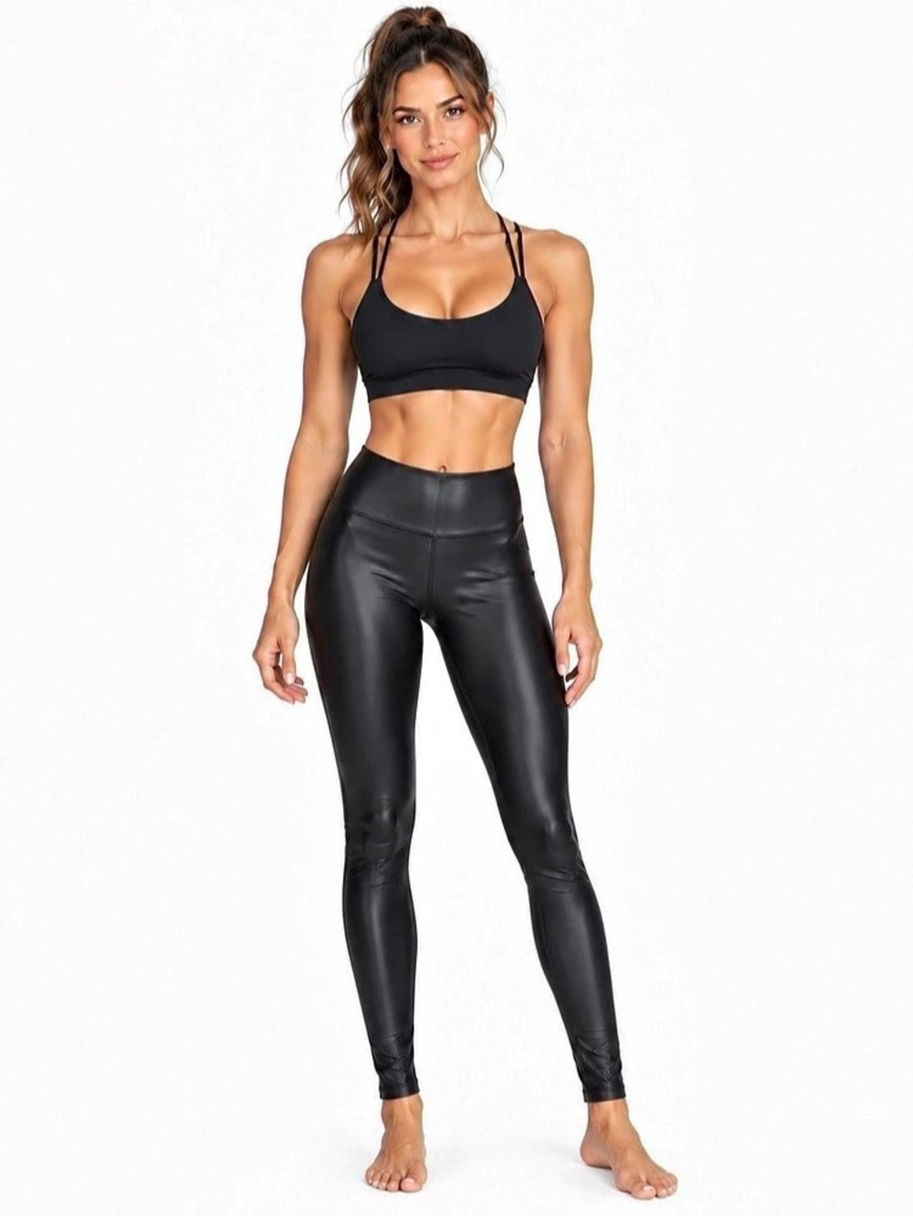 lululemon Pleather Leather Leggings Black Size 6 Like New Leggings